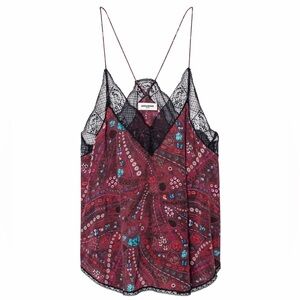 NWT Zadig & Voltaire lace trim racerback Christy camisole Size L